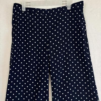 Banana Republic Women's Navy Blue White Dot Wide-Leg Elastic Pants, Size M W 192 - Thumbnail 3
