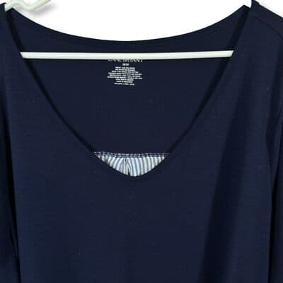 Lane Bryant Plus Navy Striped V-Neck Long Sleeve Blouse, Size 18 – Excellent - Thumbnail 3