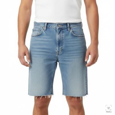 Levis 550 Denim Shorts Mens 42 Blue Bermuda Relaxed Cutoff Raw Hem 5-Pocket - Thumbnail 4