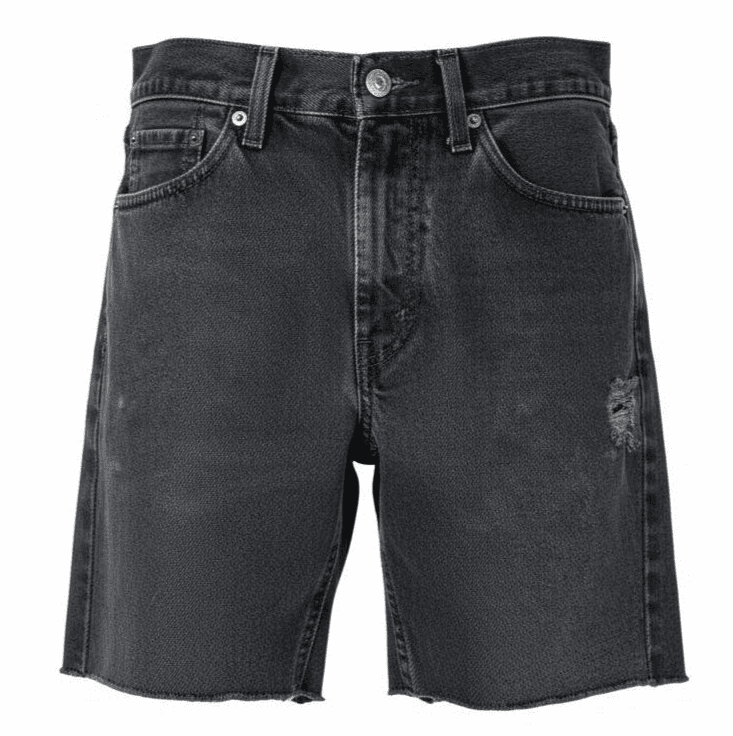 Levis 505 Shorts Mens 30 Gray Bermuda Denim Cutoff Distressed Charcoal Wash - Image 1