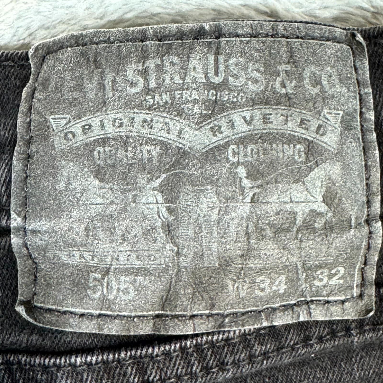 Levi's 505 Men's Jeans 34x32 Black Denim Dark Wash Regular Fit Zip Fly - Thumbnail 3