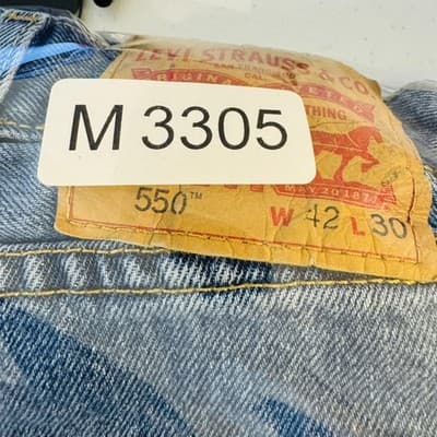 Levis 550 Denim Shorts Mens 42 Blue Bermuda Relaxed Cutoff Raw Hem 5-Pocket - Thumbnail 11