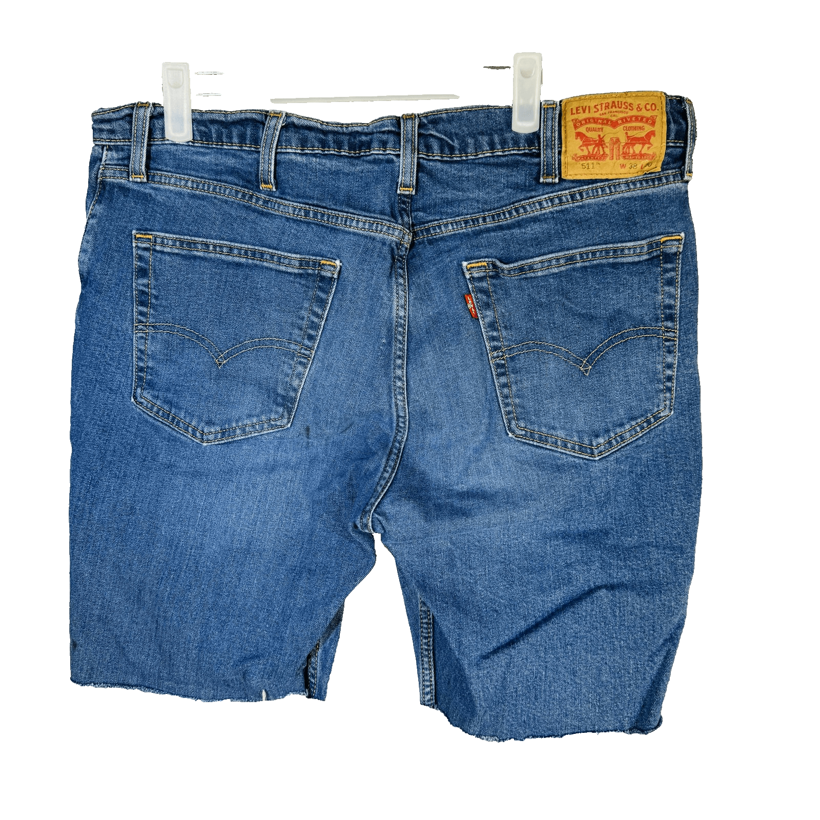 Levis 511 Shorts Mens 38 Blue Denim Slim Fit Cutoff Raw Hem Stretch 5 Pocket - Thumbnail 3