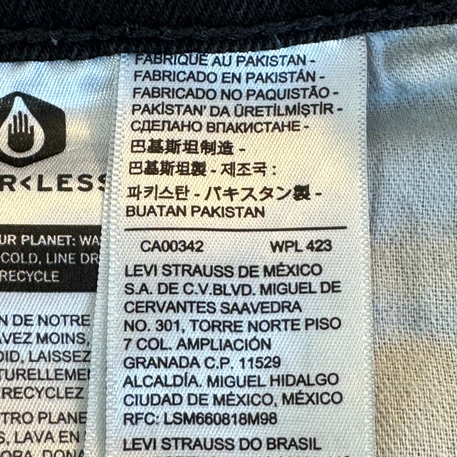 Levi's 505 Men's Jeans 34x32 Black Denim Dark Wash Regular Fit Zip Fly - Thumbnail 4