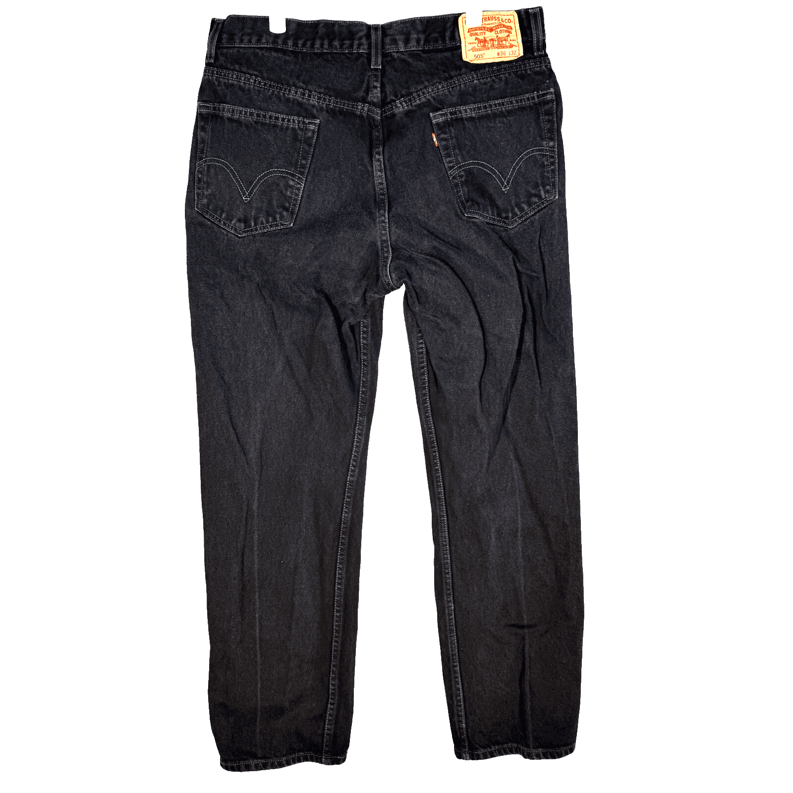 Levi’s 505 Men’s Jeans 36x32 Black Denim Regular Fit Mid-Rise Straight Zip Fly - Thumbnail 2