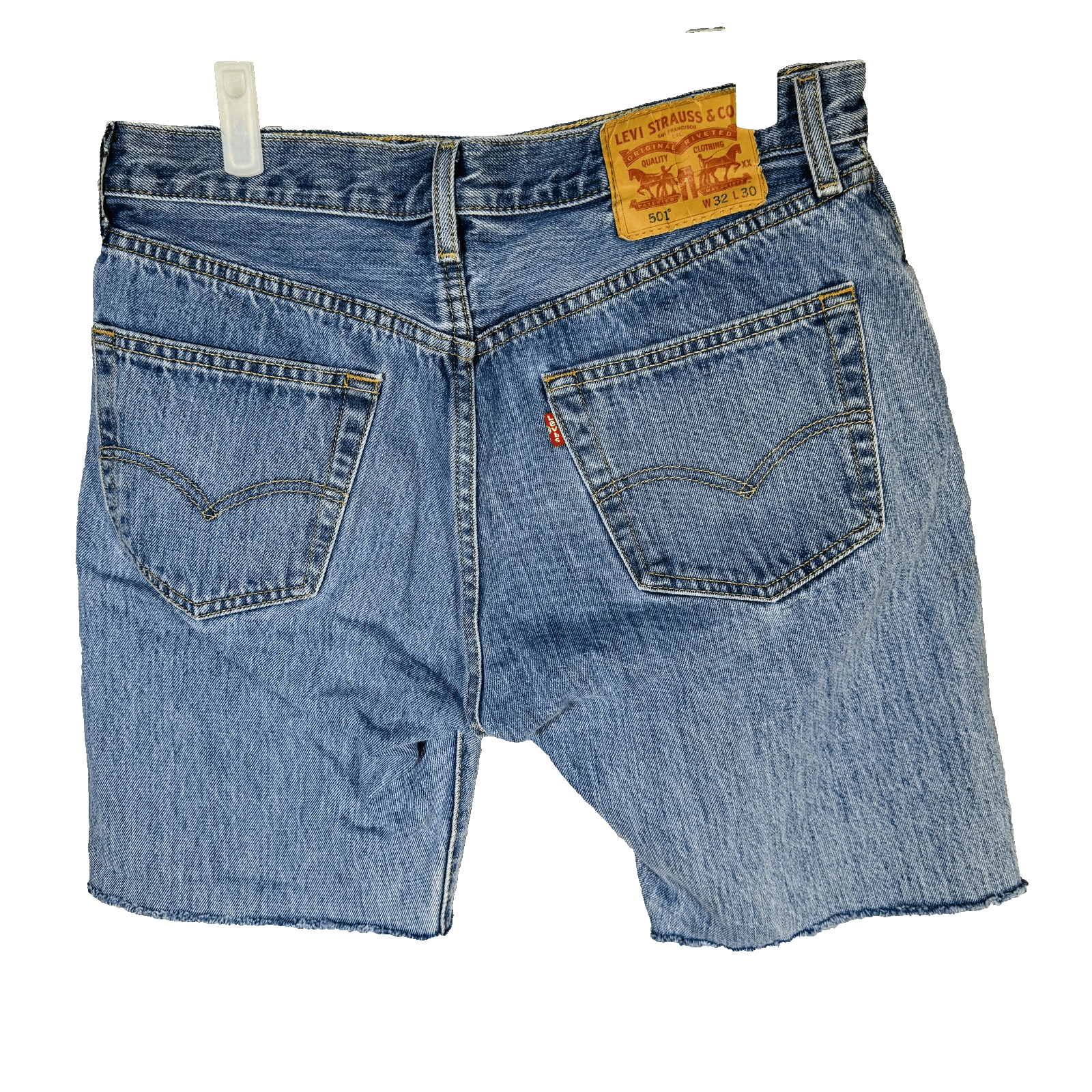 Levi's 501 Denim Cutoff Shorts Mens Size 32 Button Fly Blue Cotton Jeans - Thumbnail 6