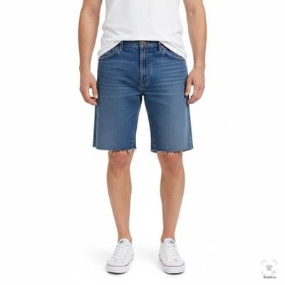 Dickies Denim Jean Shorts Mens 31 Blue Bermuda Raw Hem Frayed Casual Workwear - Image 1