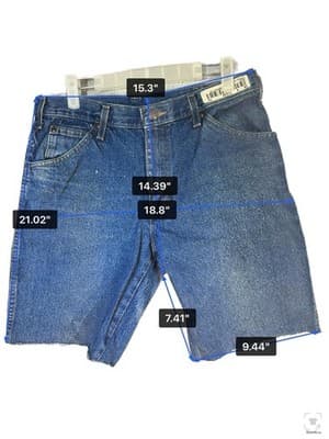 Dickies Denim Jean Shorts Mens 31 Blue Bermuda Raw Hem Frayed Casual Workwear - Thumbnail 3