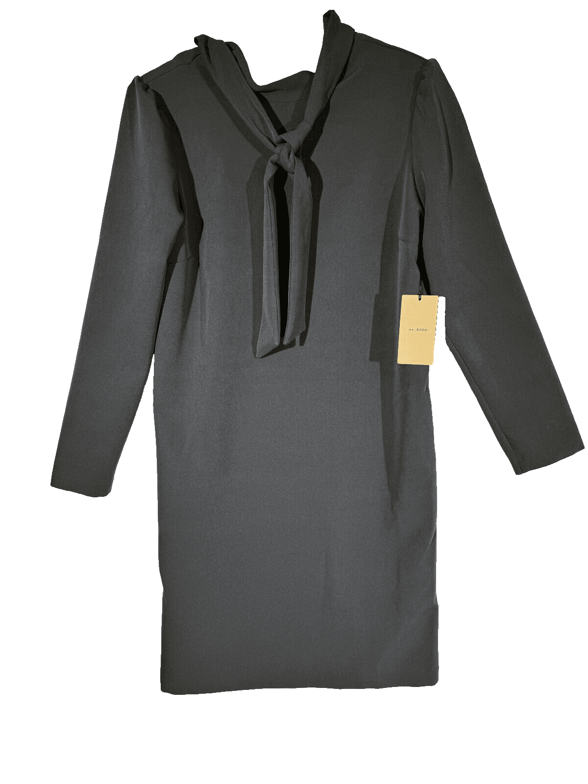 Halogen Women's Small Black Pullover Shift Dress Polyester Stretch Tie Neck W430 - Image 1