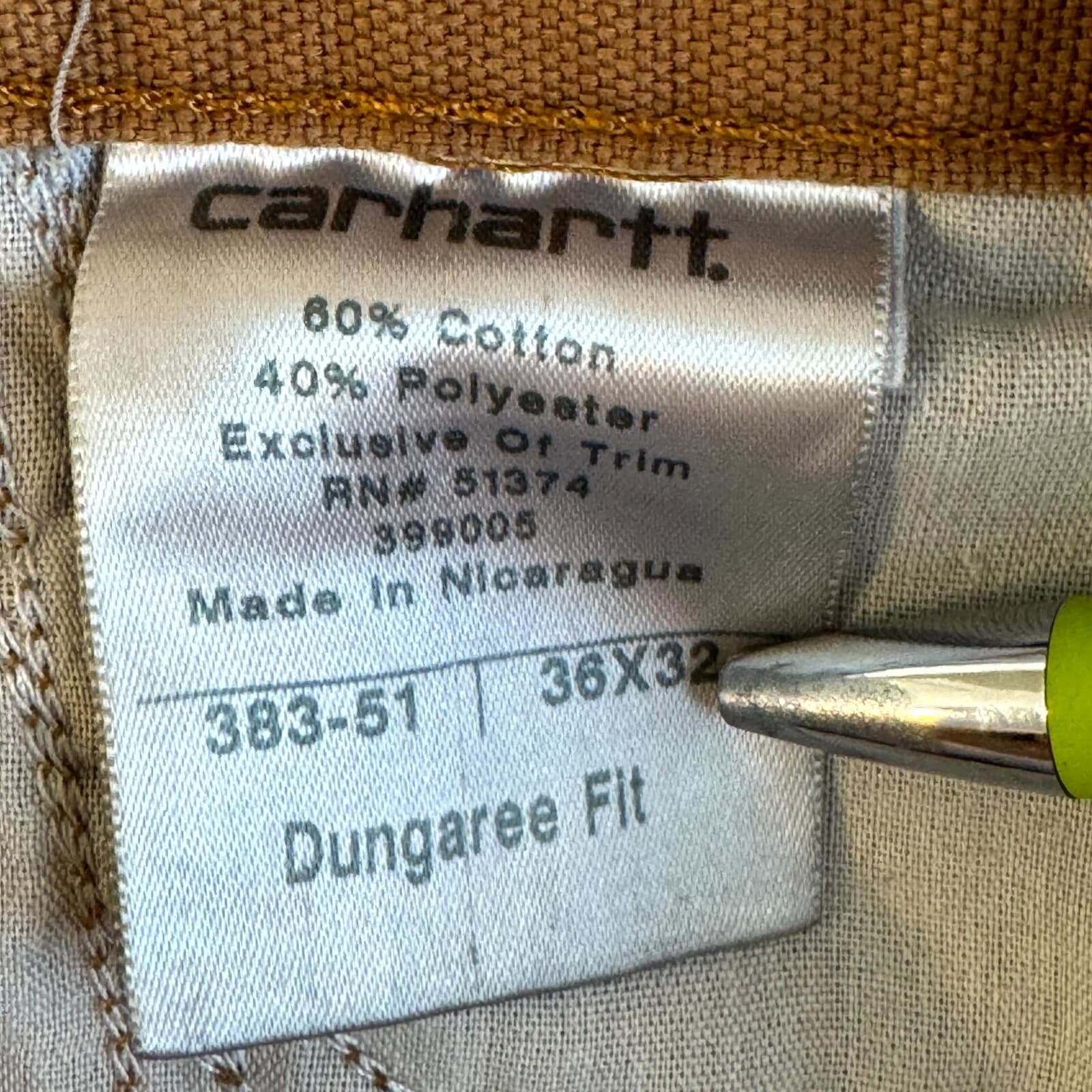 Carhartt Men’s Carpenter Jeans 36x32 Brown Mid-Rise Dungaree Fit Straight - Thumbnail 7