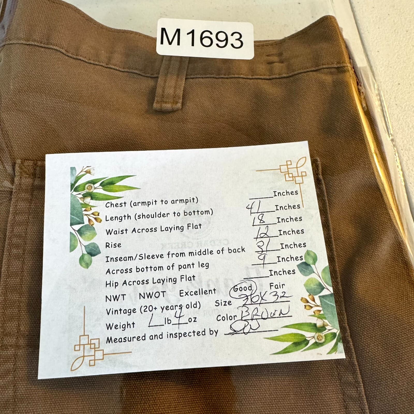 Carhartt Men’s Carpenter Jeans 36x32 Brown Mid-Rise Dungaree Fit Straight - Thumbnail 8