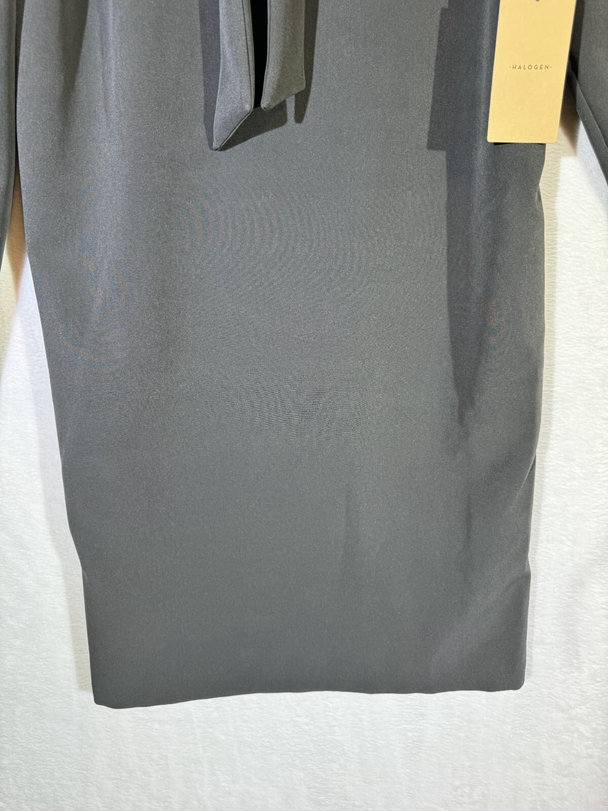 Halogen Women's Small Black Pullover Shift Dress Polyester Stretch Tie Neck W430 - Thumbnail 3