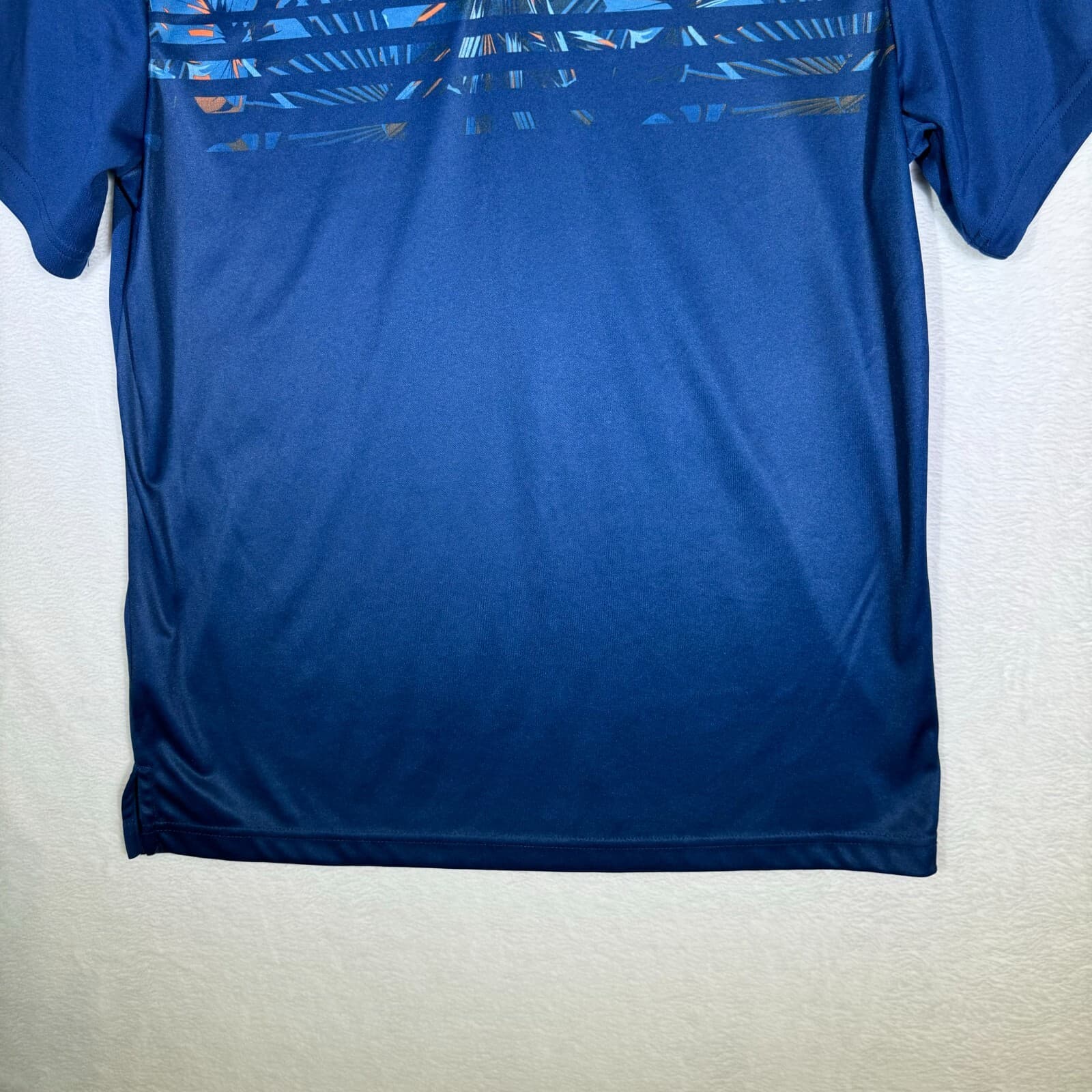 PGA Tour Men’s Polo Shirt L Blue Palm Graphic Athletic Fit Golf Polyester M333 - Thumbnail 3