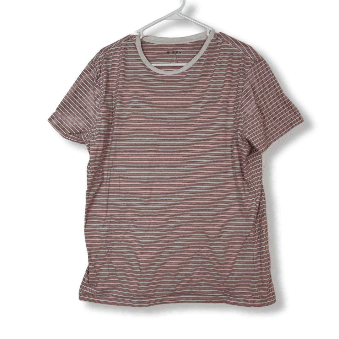 Goodfellow & Co Men’s L Red & White Striped Crew Neck Tee Short Sleeve M100 - Image 1