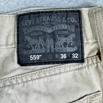 Levis 559 Jeans Mens 36x32 Beige Straight Leg Pants Cotton Mid Rise Casual - Thumbnail 4
