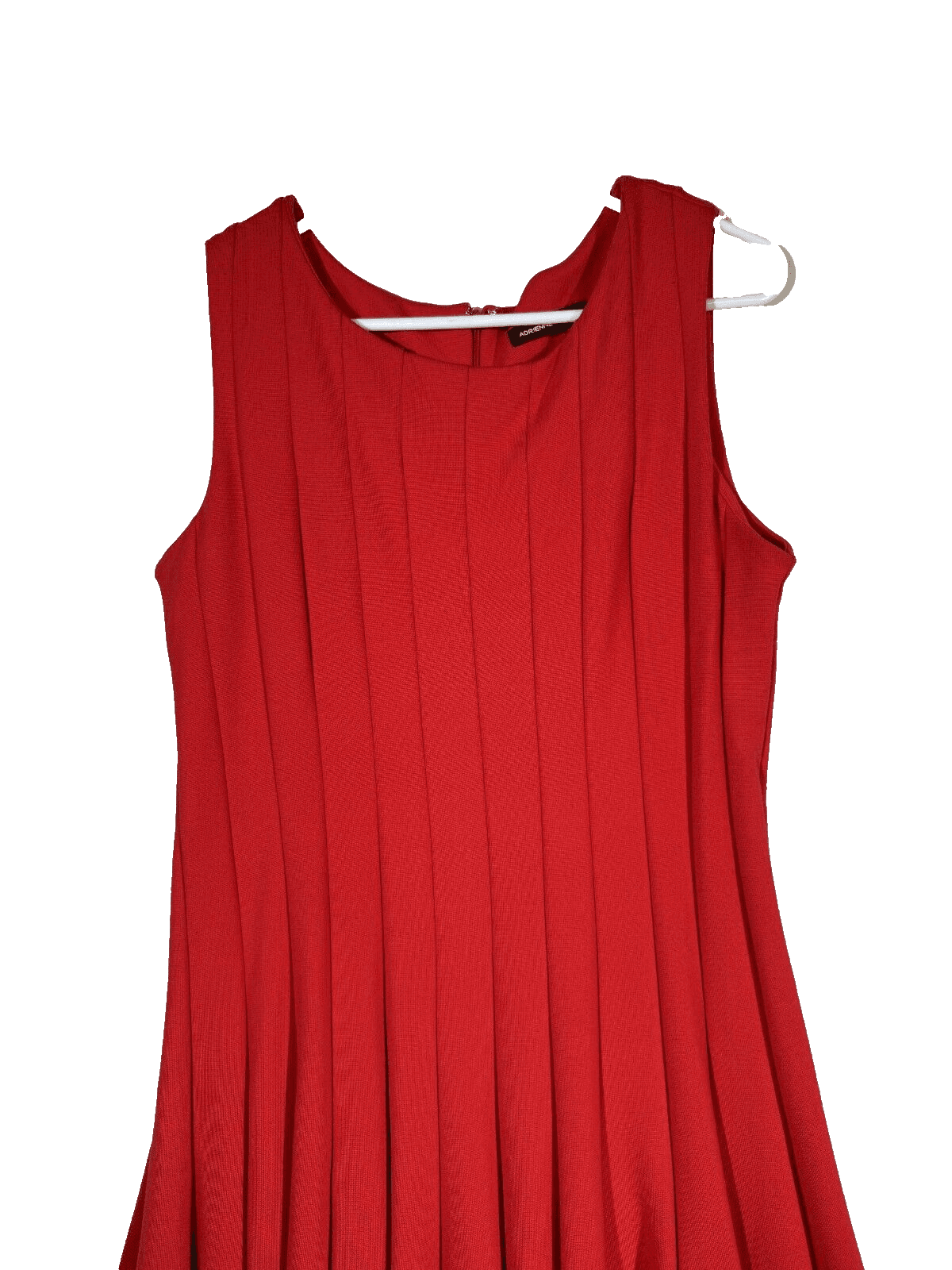 Adrienne Vittadini Women's A-Line Midi Dress Red Pleated Back Zip Stretch W426 - Thumbnail 4
