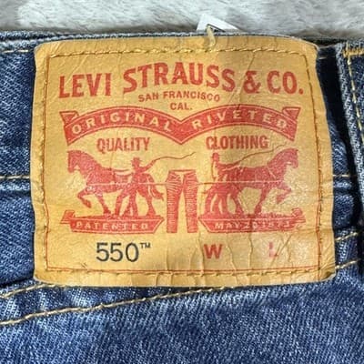 Levis 550 Jeans Mens 38x38 (38x37) Blue Relaxed Fit Tapered Leg Denim Medium - Thumbnail 3