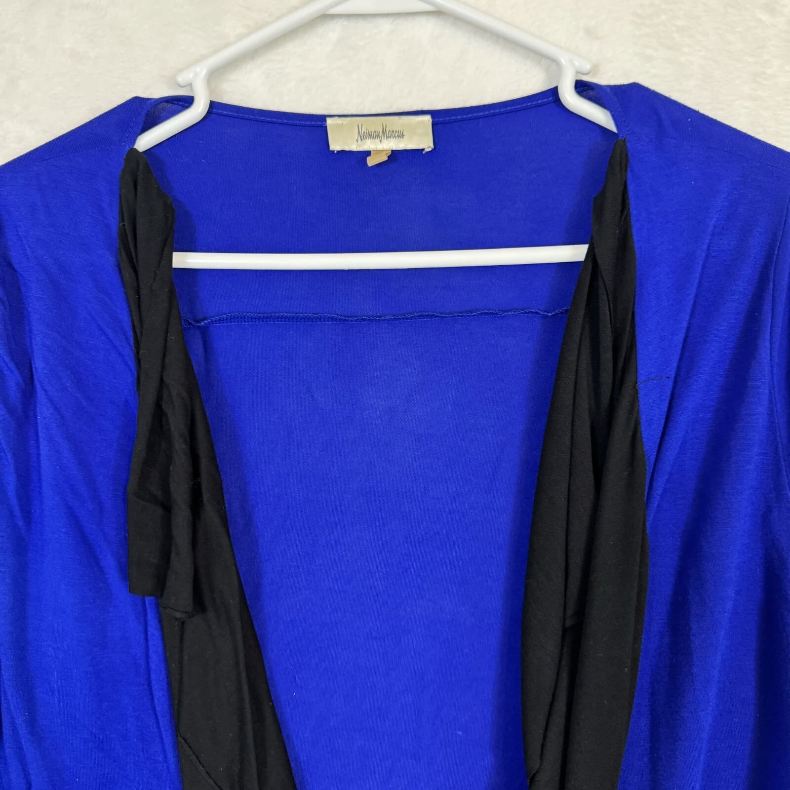 Neiman Marcus Women's Medium Blue 100% Viscose Long Sleeve Cardigan Sweater W271 - Thumbnail 4