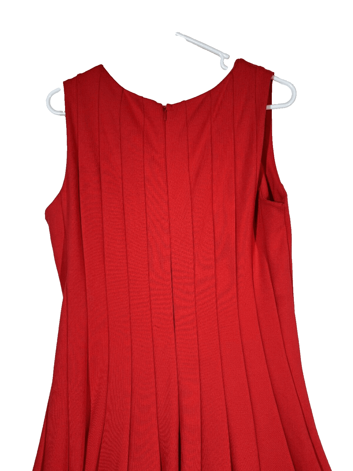Adrienne Vittadini Women's A-Line Midi Dress Red Pleated Back Zip Stretch W426 - Thumbnail 9