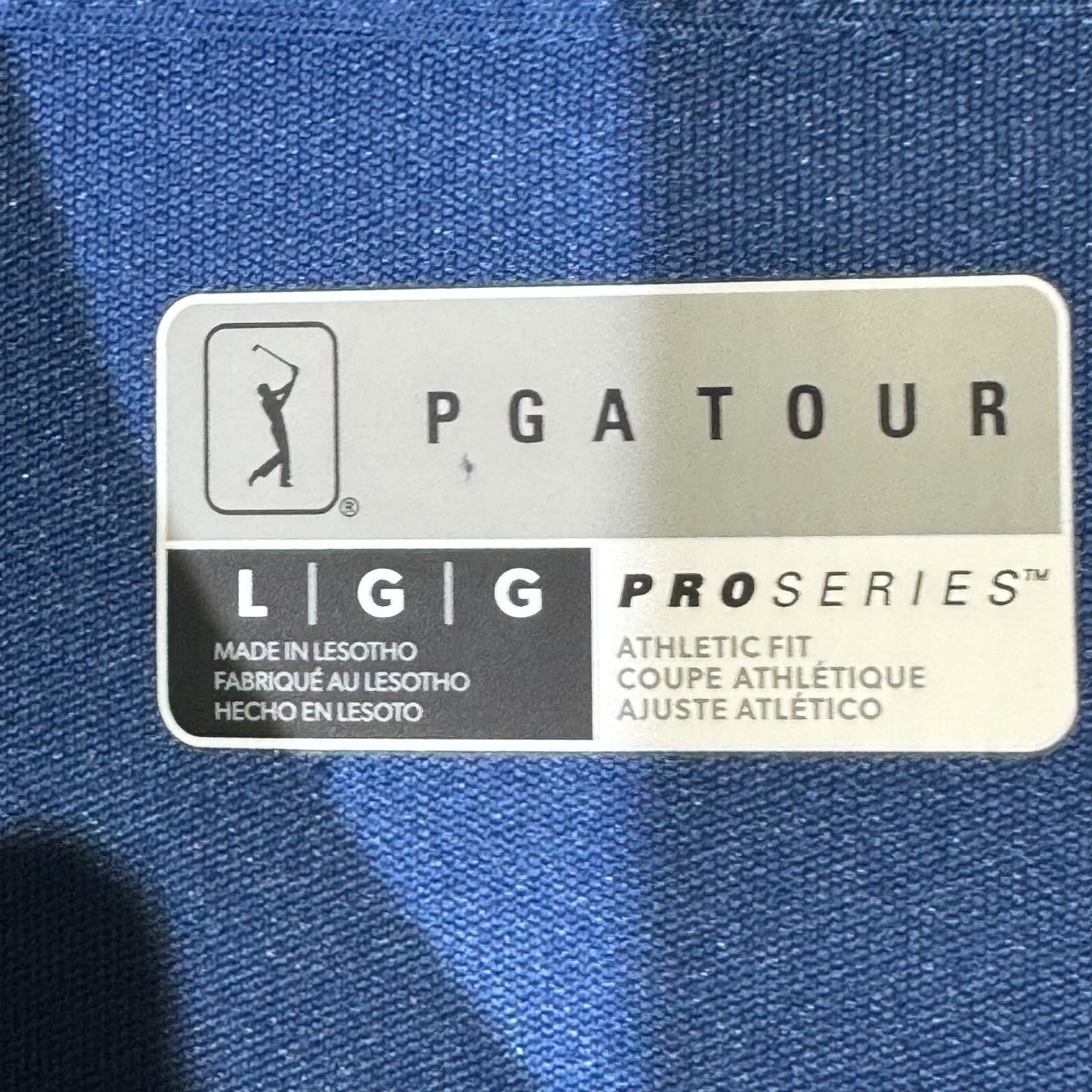 PGA Tour Men’s Polo Shirt L Blue Palm Graphic Athletic Fit Golf Polyester M333 - Thumbnail 9