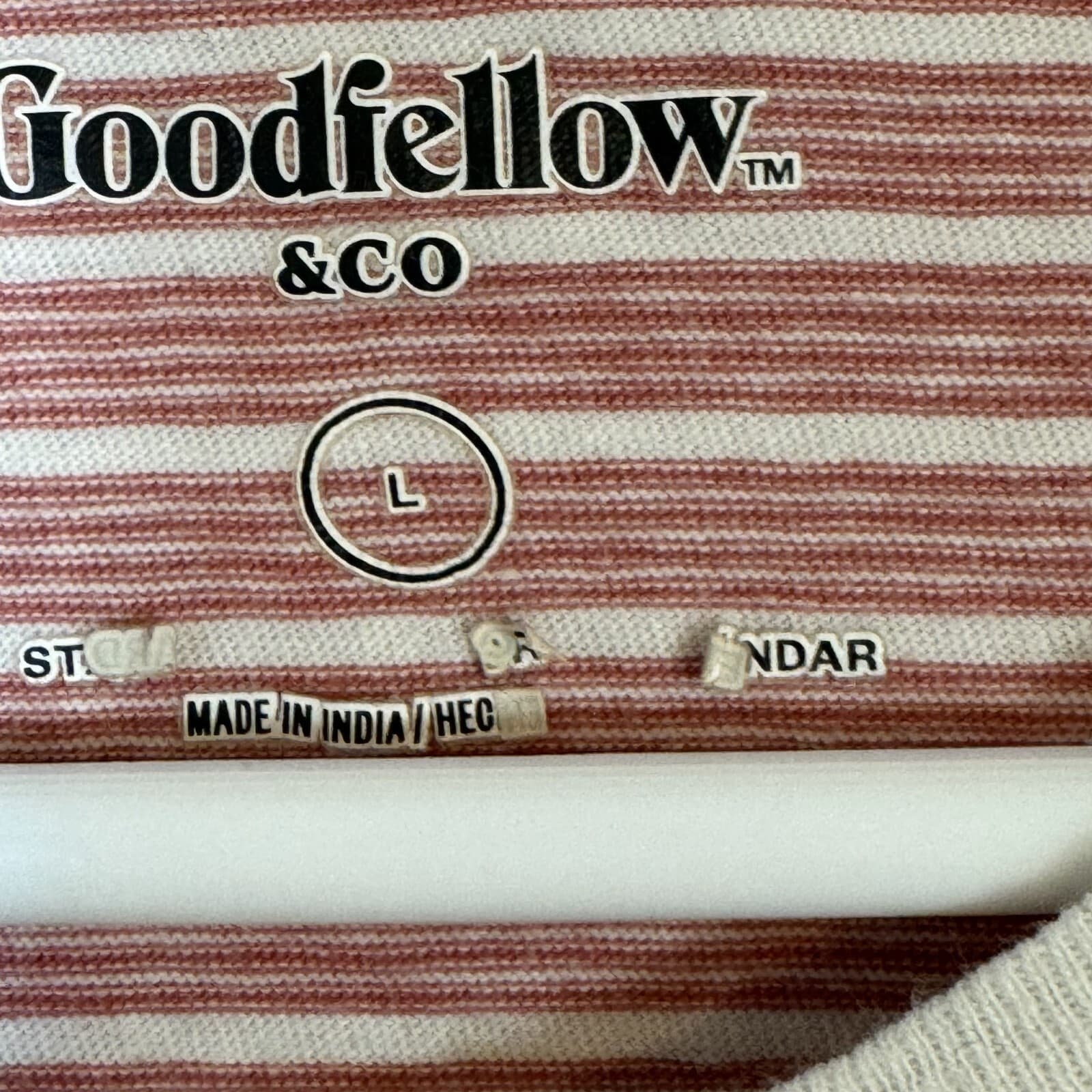 Goodfellow & Co Men’s L Red & White Striped Crew Neck Tee Short Sleeve M100 - Thumbnail 4