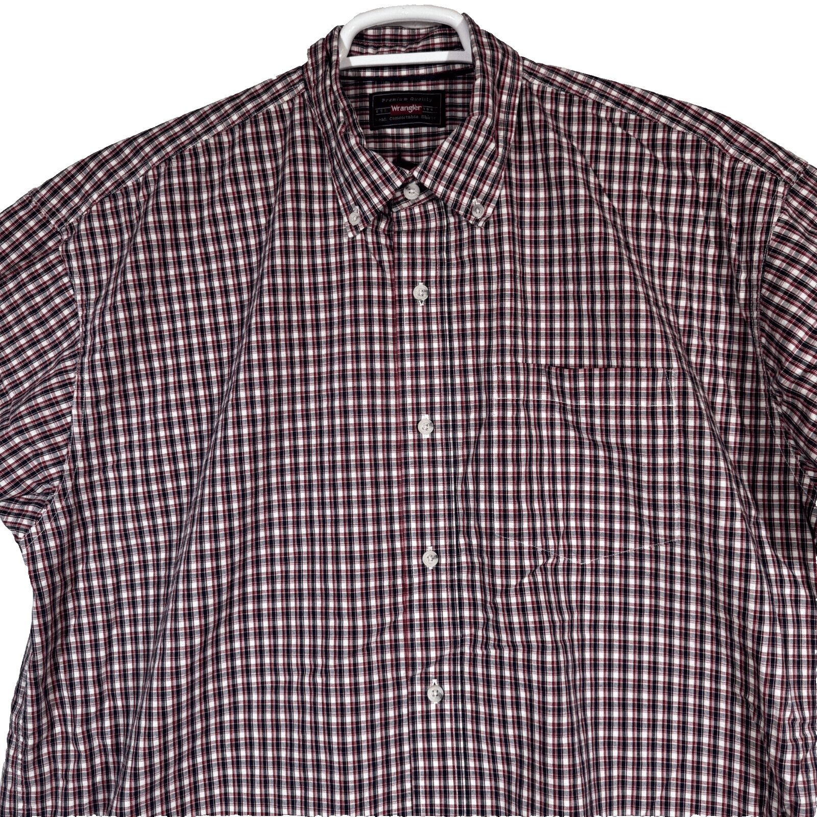 Wrangler Men’s XL Red/Black/White Plaid Short‑Sleeve Button‑Down Cotton Shirt - Thumbnail 5