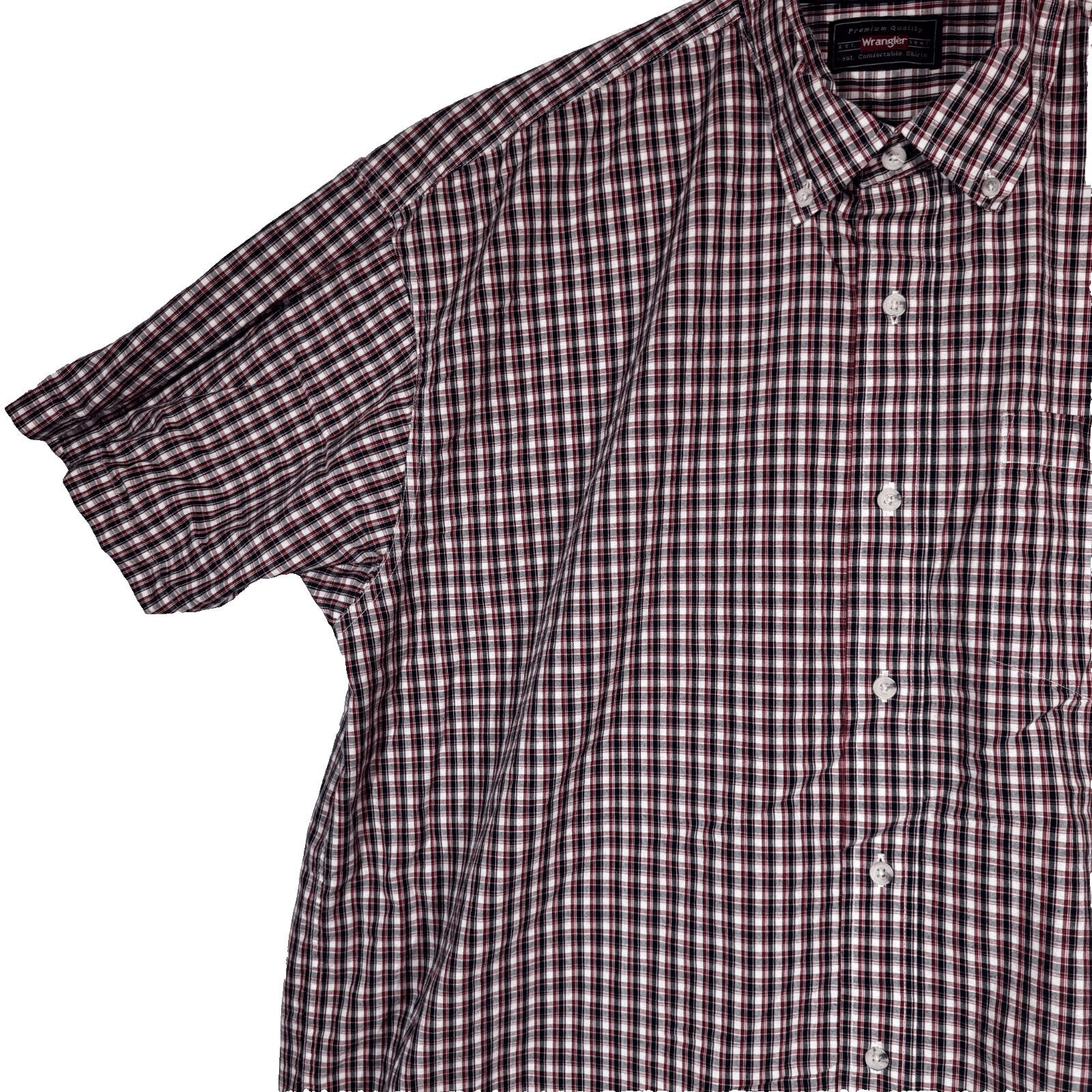 Wrangler Men’s XL Red/Black/White Plaid Short‑Sleeve Button‑Down Cotton Shirt - Thumbnail 4