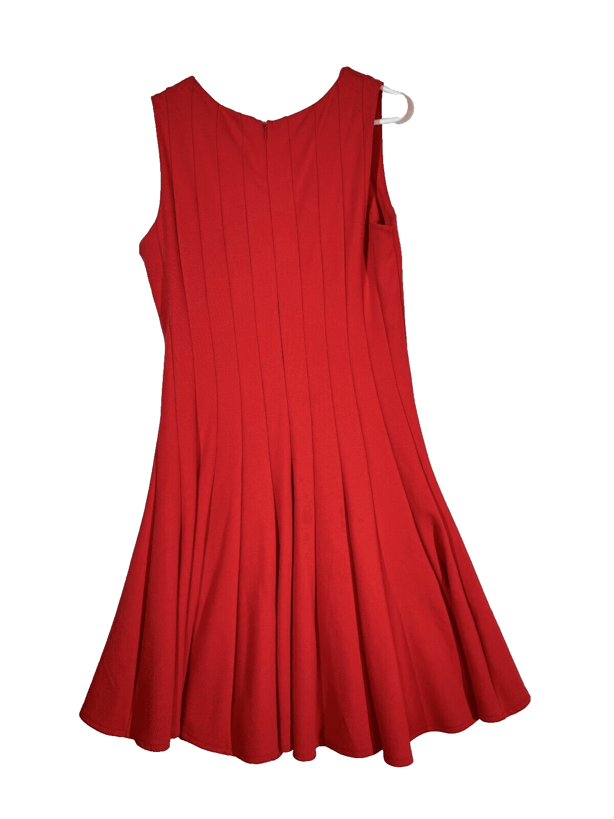 Adrienne Vittadini Women's A-Line Midi Dress Red Pleated Back Zip Stretch W426 - Thumbnail 2