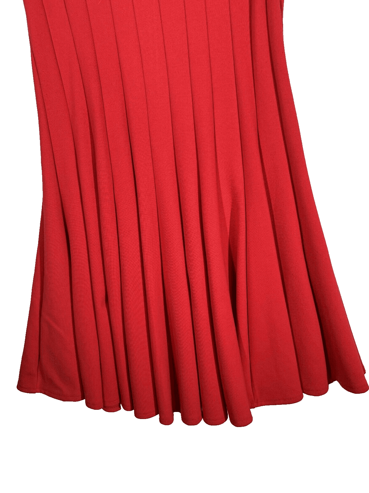 Adrienne Vittadini Women's A-Line Midi Dress Red Pleated Back Zip Stretch W426 - Thumbnail 3