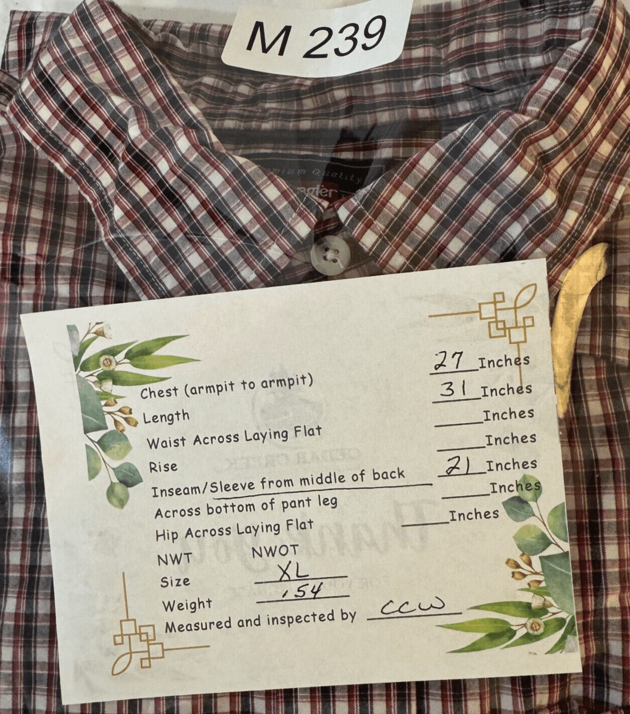 Wrangler Men’s XL Red/Black/White Plaid Short‑Sleeve Button‑Down Cotton Shirt - Thumbnail 9