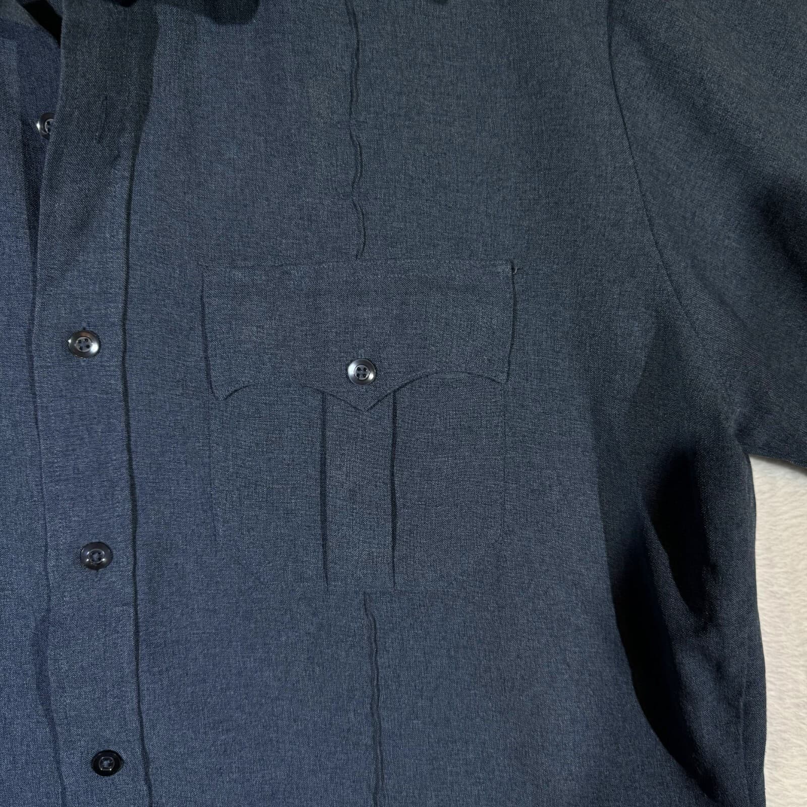 Galls Men's Large Navy Blue Polyester Short Sleeve Button-Up Uniform Shirt M220 - Thumbnail 7