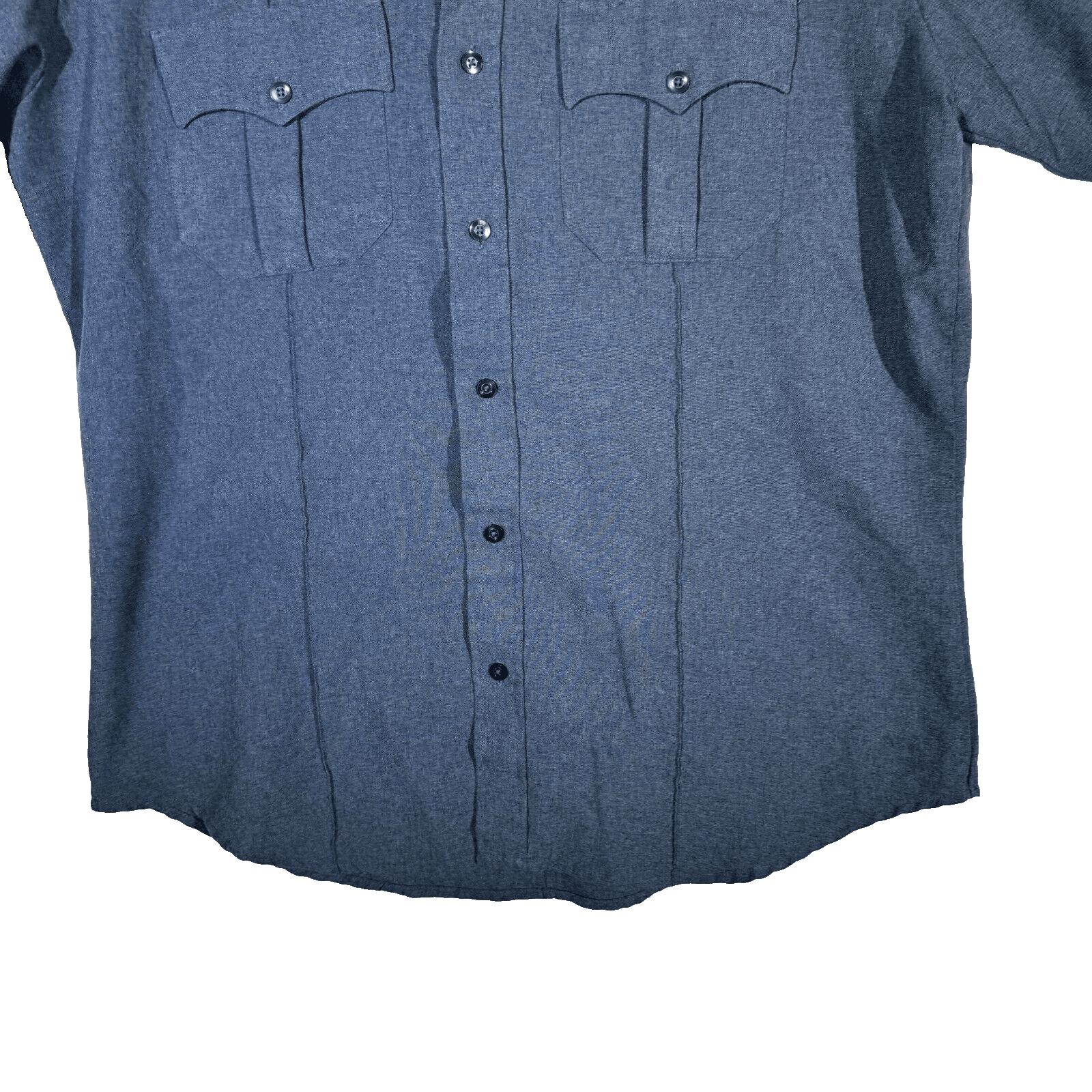 Galls Men's Large Navy Blue Polyester Short Sleeve Button-Up Uniform Shirt M220 - Thumbnail 3