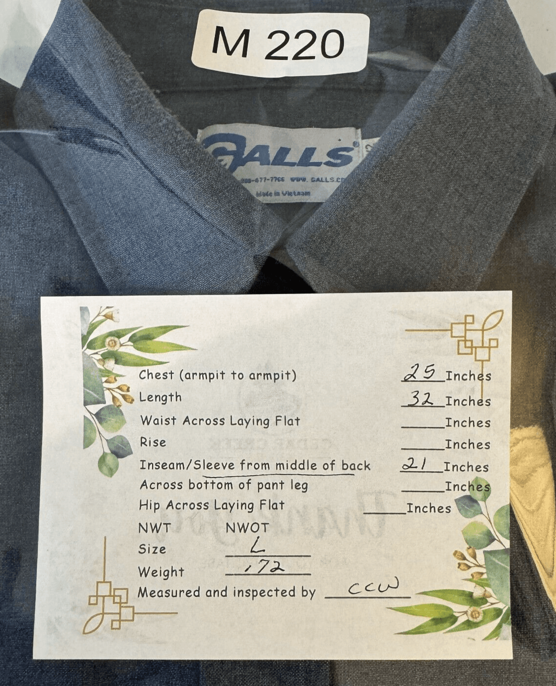 Galls Men's Large Navy Blue Polyester Short Sleeve Button-Up Uniform Shirt M220 - Thumbnail 9