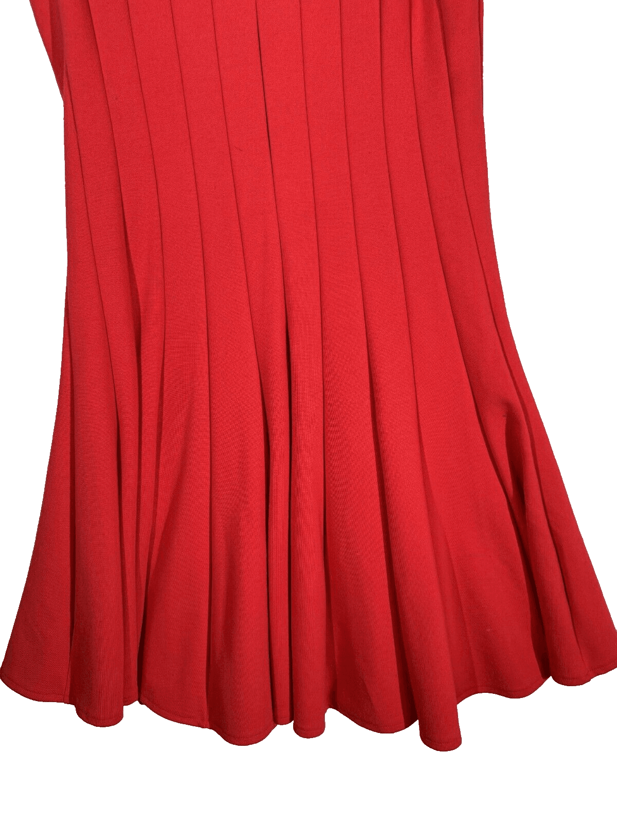 Adrienne Vittadini Women's A-Line Midi Dress Red Pleated Back Zip Stretch W426 - Thumbnail 8