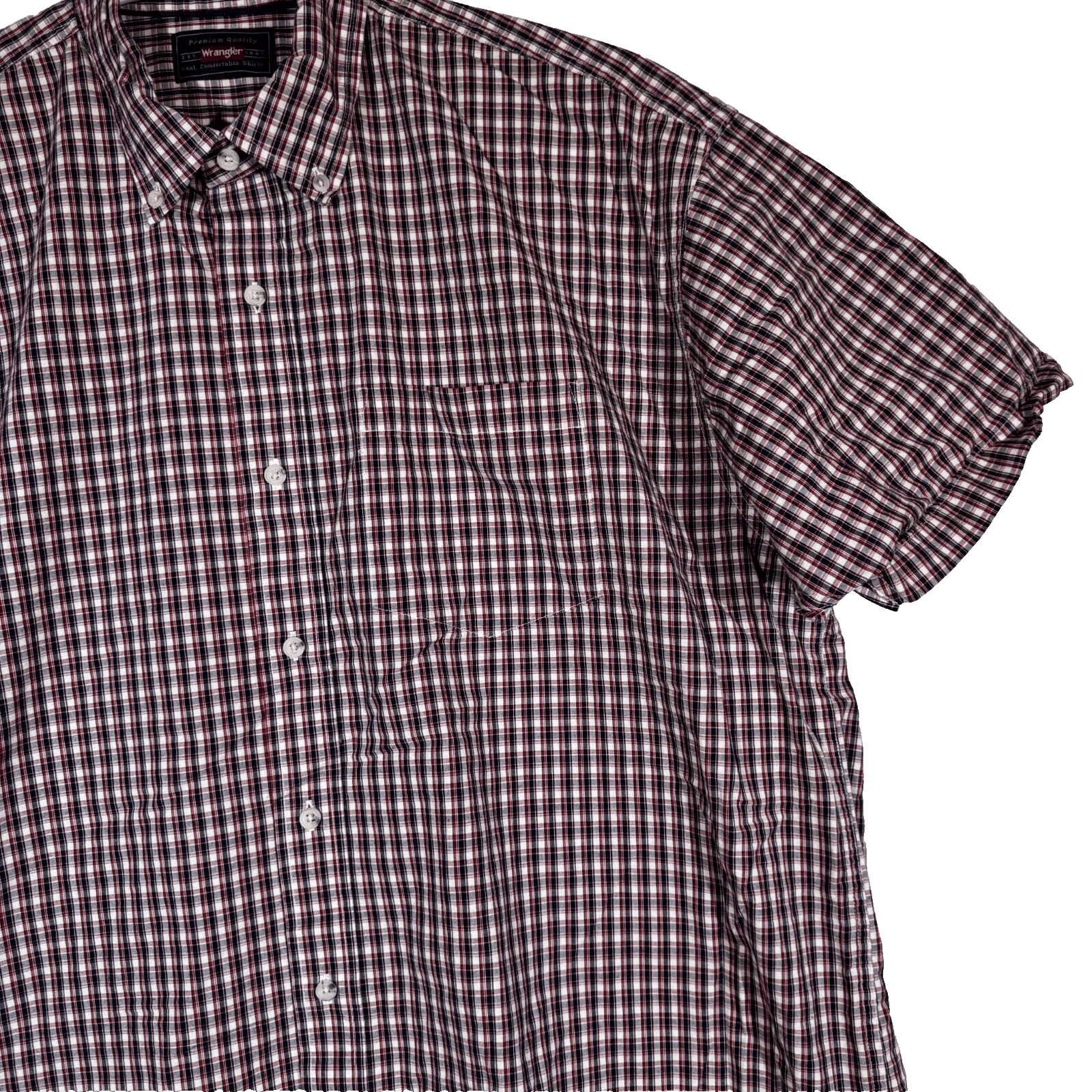 Wrangler Men’s XL Red/Black/White Plaid Short‑Sleeve Button‑Down Cotton Shirt - Thumbnail 6