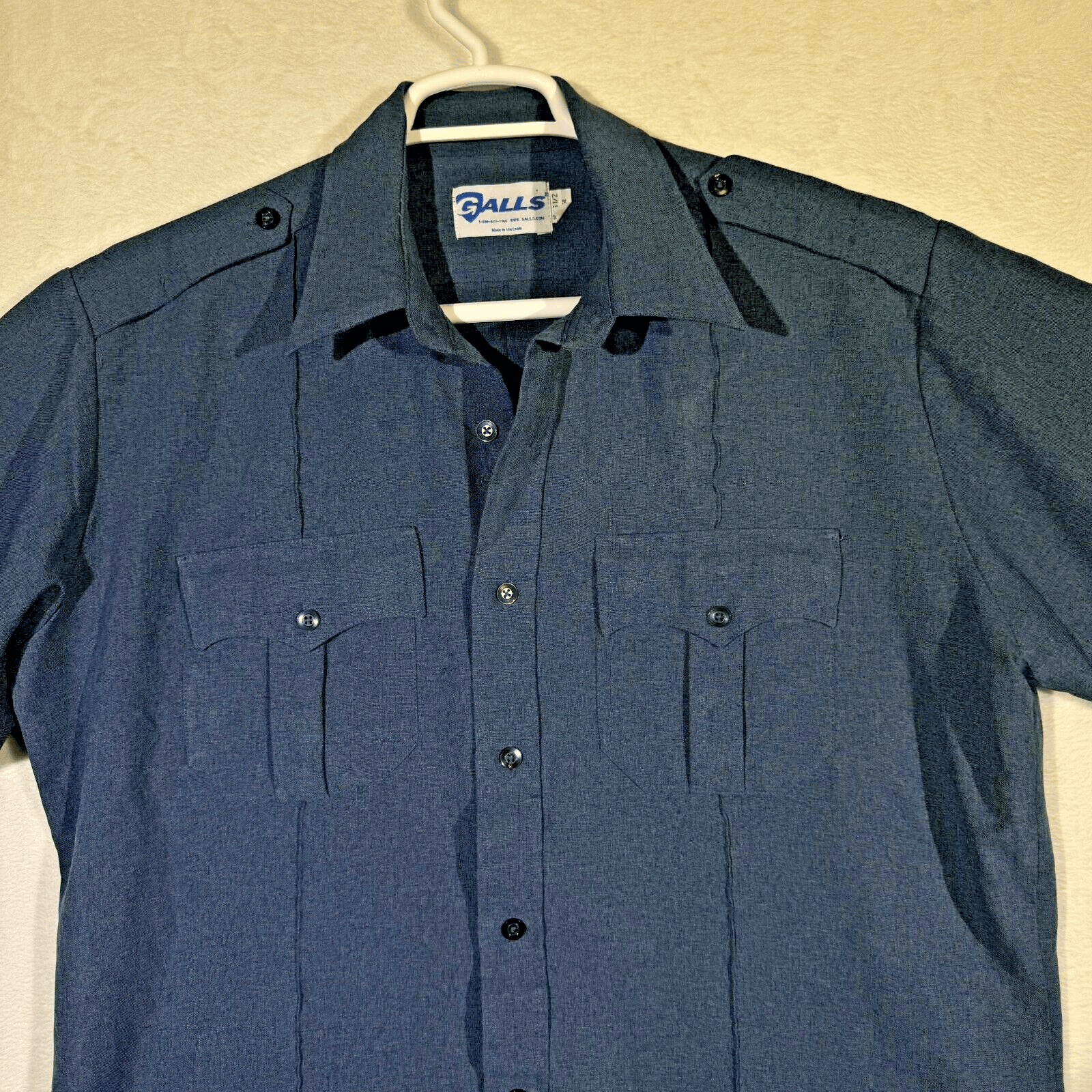 Galls Men's Large Navy Blue Polyester Short Sleeve Button-Up Uniform Shirt M220 - Thumbnail 5