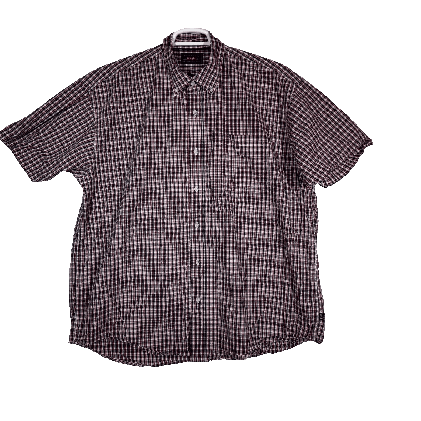 Wrangler Men’s XL Red/Black/White Plaid Short‑Sleeve Button‑Down Cotton Shirt - Image 1