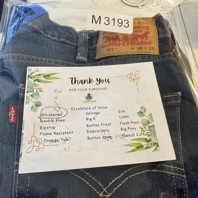 Levis 511 Jeans Mens 36x32 (38x32) Blue Medium Wash Slim Taper Stretch Denim - Thumbnail 13