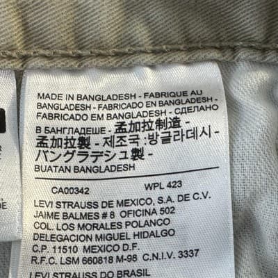 Levis 514 Jeans Mens 36x30 (38x30) Tan Khaki Straight Leg 100% Cotton Denim - Thumbnail 4