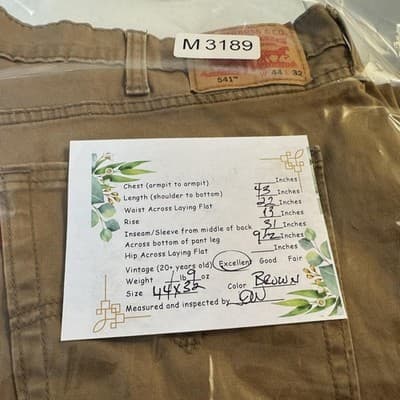 Levis 541 Jeans Mens 44x31 (44x32) Brown Athletic Taper Stretch Denim Big Tall - Thumbnail 9