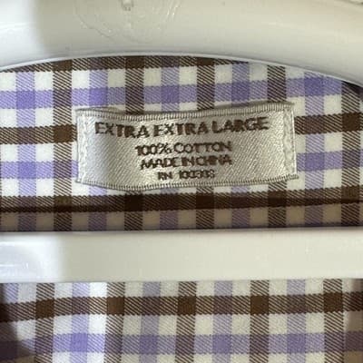 Peter Millar Shirt Mens 2XL Purple Brown Check Plaid Button Down Short Sleeve - Thumbnail 7