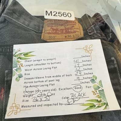 Levis 550 Jeans Mens 36x30 Black Relaxed Fit Distressed Paint Vintage Y2K Style - Thumbnail 10