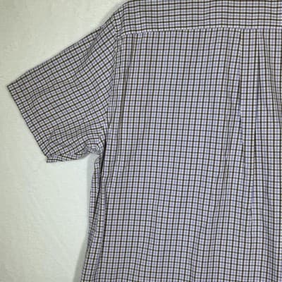 Peter Millar Shirt Mens 2XL Purple Brown Check Plaid Button Down Short Sleeve - Thumbnail 9