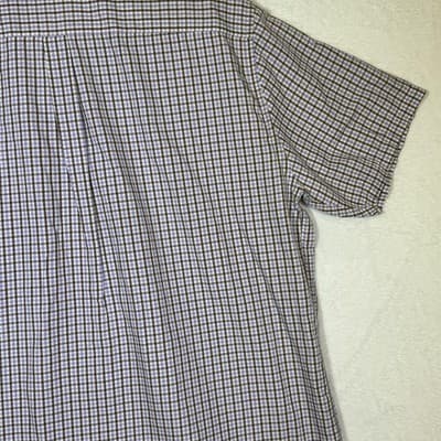 Peter Millar Shirt Mens 2XL Purple Brown Check Plaid Button Down Short Sleeve - Thumbnail 11