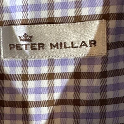 Peter Millar Shirt Mens 2XL Purple Brown Check Plaid Button Down Short Sleeve - Thumbnail 8