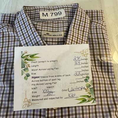 Peter Millar Shirt Mens 2XL Purple Brown Check Plaid Button Down Short Sleeve - Thumbnail 14