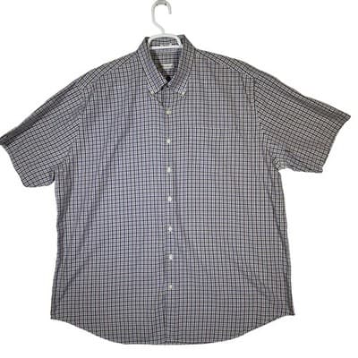 Peter Millar Shirt Mens 2XL Purple Brown Check Plaid Button Down Short Sleeve - Image 1