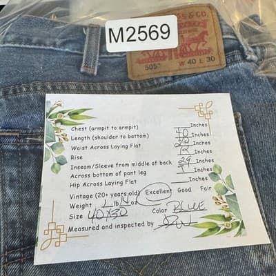 Levis 505 Jeans Mens 40x30 Blue Classic Fit Denim Straight Leg Medium Wash - Thumbnail 8