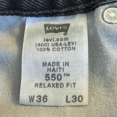 Levis 550 Jeans Mens 36x30 Black Relaxed Fit Distressed Paint Vintage Y2K Style - Thumbnail 8