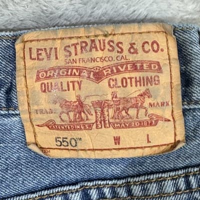 Levis 550 Jeans Mens 50x30 Blue Relaxed Fit Tapered Leg Denim Vintage Y2K - Thumbnail 4